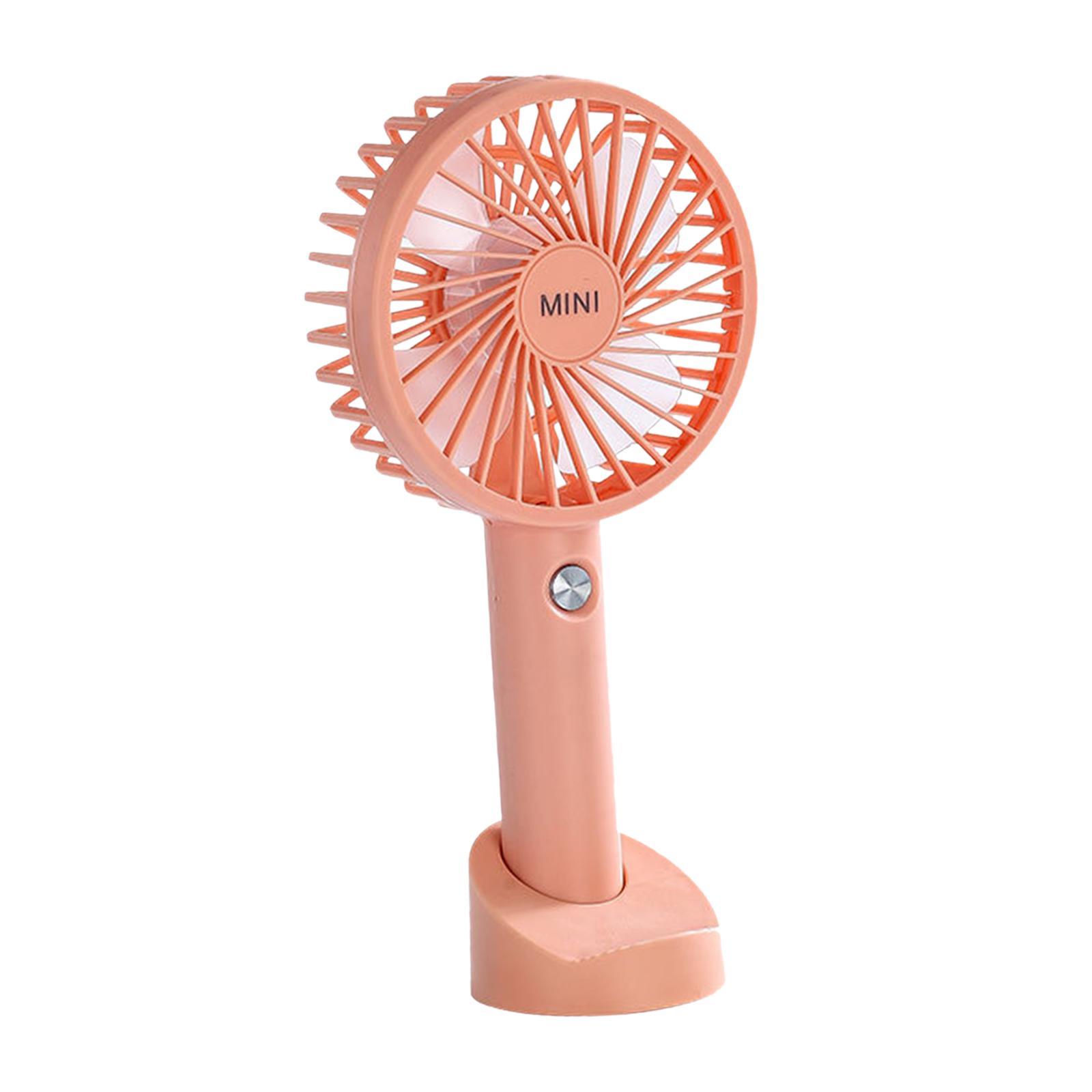 Mini Hand Held Fan Personal Desk Table Fan with Base for Traveling Outdoor Multifunctional Adjustable 3 Speeds Small Personal Fan Table Fan - orange