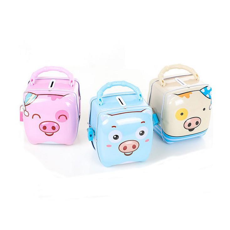 Két Sắt Mini Tiết Kiệm Có Khóa In Hình Heo Dễ Thương Cho Bé