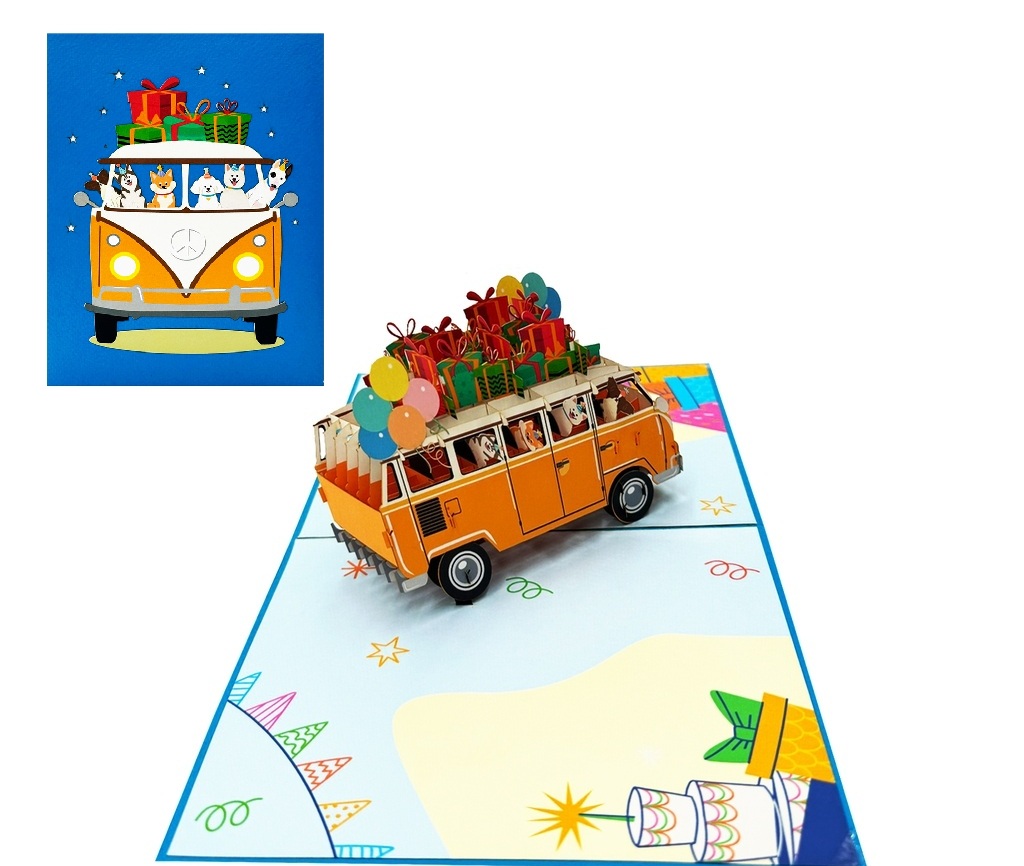 B31 -  Thiệp 3D Xe Buýt Sinh Nhật – Birthday Van – Pop Up Card Viethands Giftshop