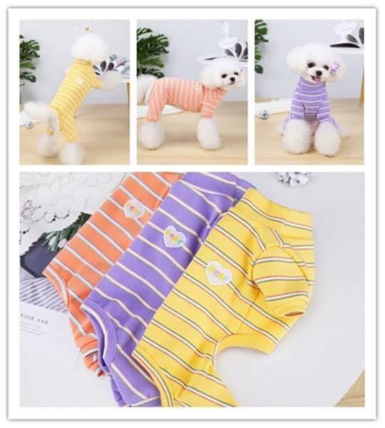 Áo thu đông liền thân kẻ ngang dành cho thú cưng.