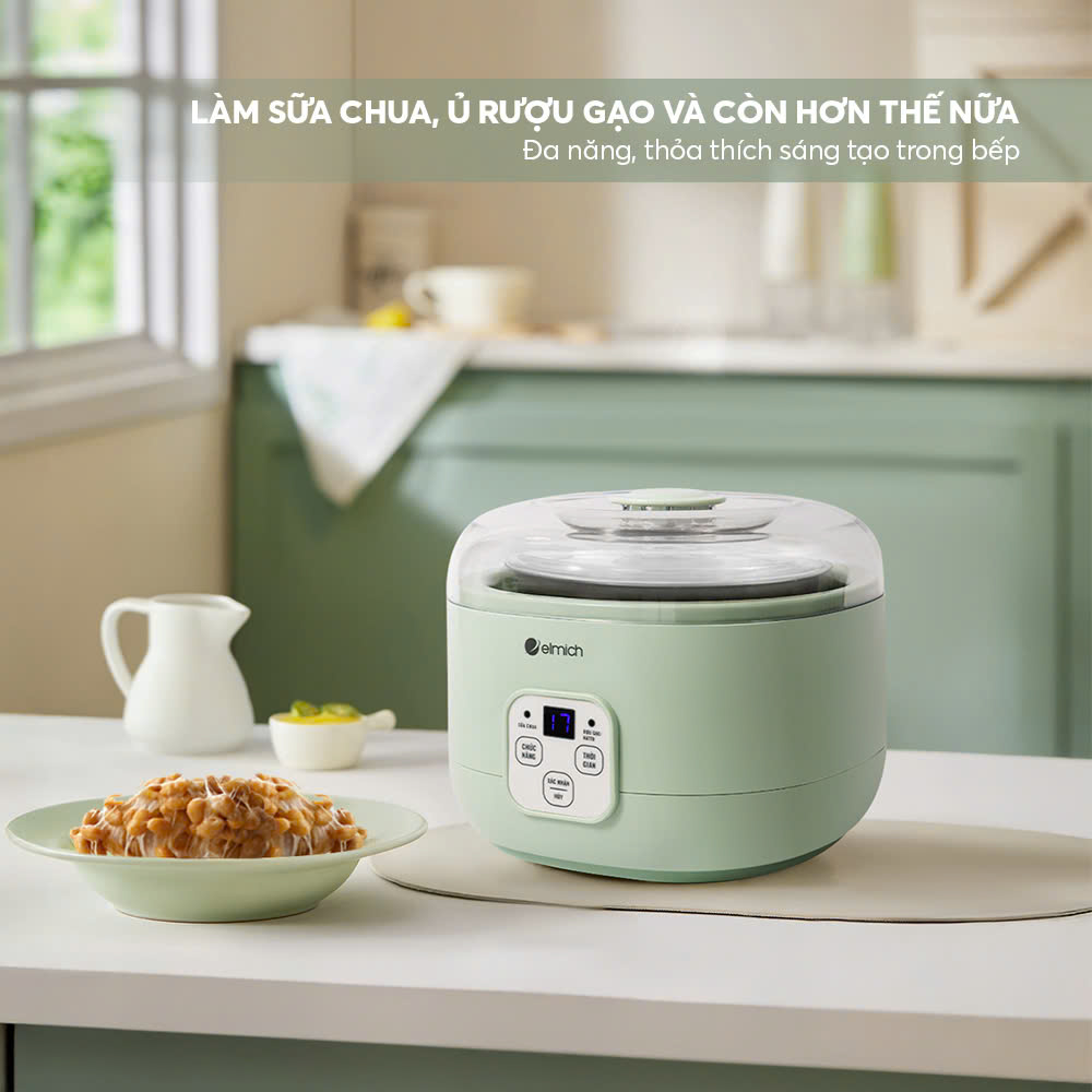 Máy Làm Sữa Chua Elmich YME0296 15W, Hàng Chính Hãng, Cảm Ứng Điện Tử, Nồi Ủ Inox - JoyMall