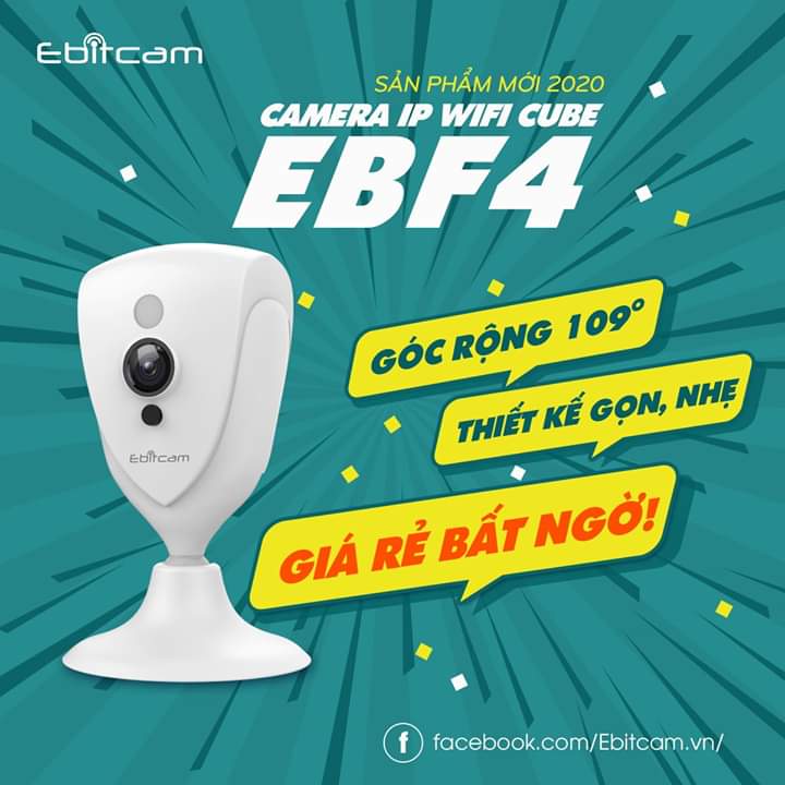 Camera Ip Wifi Ebitcam EBF4 2.0MPx Full HD 1080P + Thẻ Nhớ 16GB - Hàng Chính Hãng