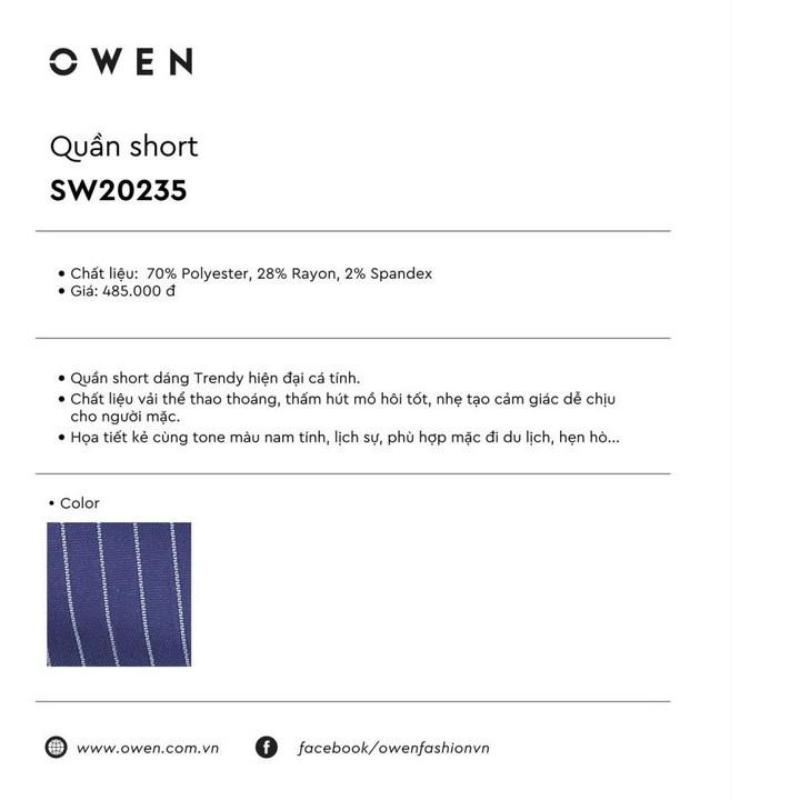 OWEN - Quần short nam Owen kẻ sọc màu xanh navy 20235