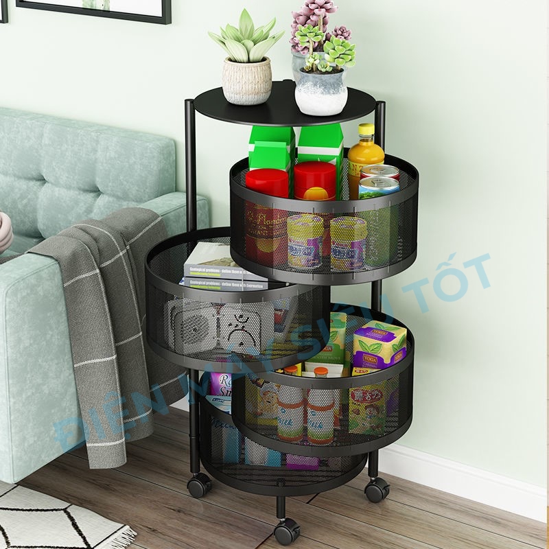 Kệ sắt tròn xoay đa năng K360-A3 3 tầng - Hàng Nhập Khẩu - Chịu Lực 150kg - Hoàn thiện cao cấp bền, khoẻ, chắc chắn