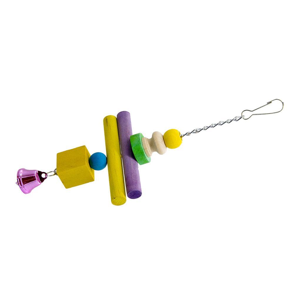 Natural Wooden Colorful Hanging Bird Chewing Toy Large Medium Parrot Cage Bite