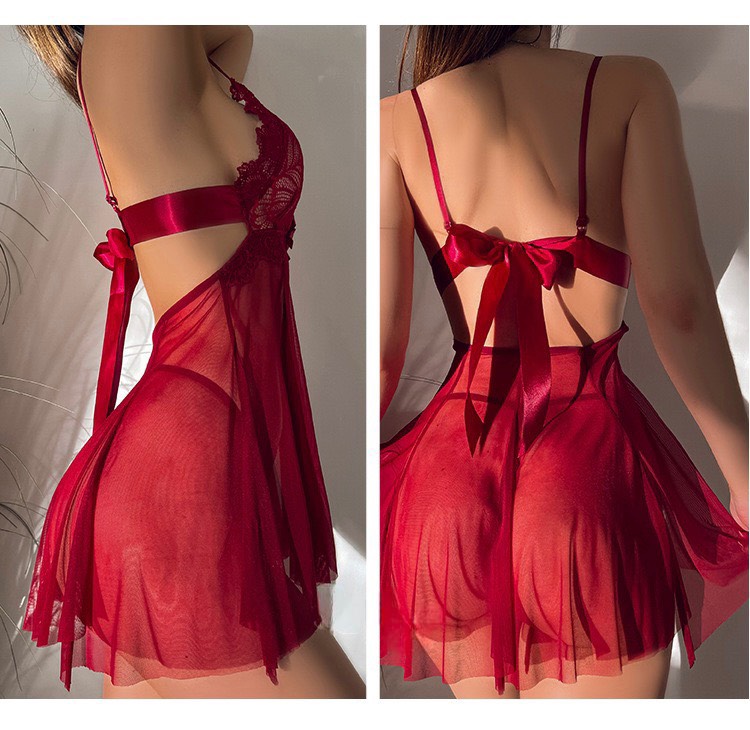 Váy Ngủ Ren Thắt Nơ Xinh - B.Lingerie