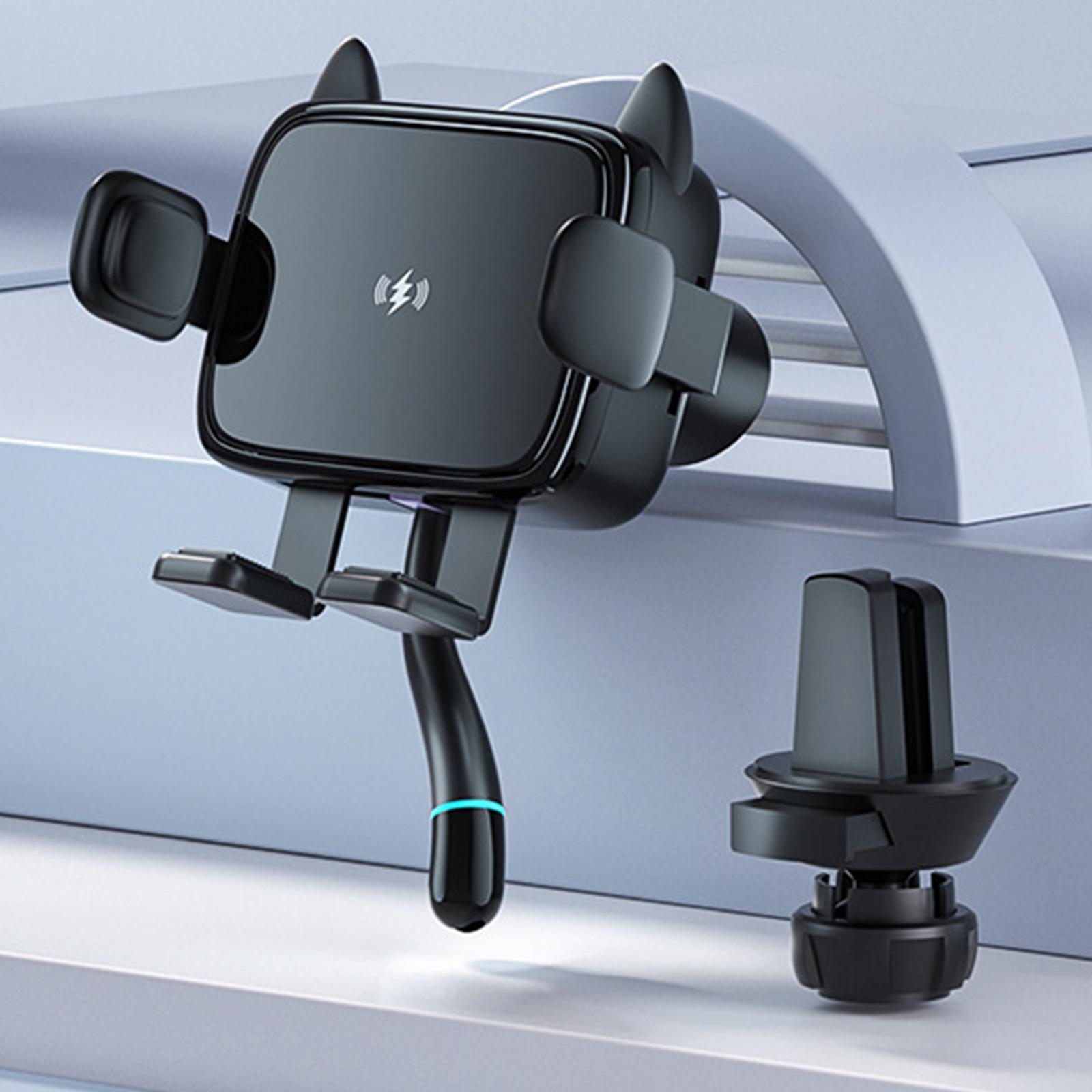 Cat Shape Wireless Car Charger Air Vent Mount Cell Phone Holder Quick Release Automatic Clamping