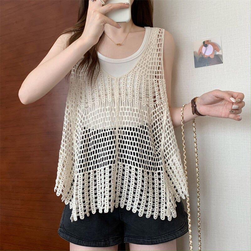 -Áo lưới ren móc nữ ba lỗ độc đáo phiên bản HQ