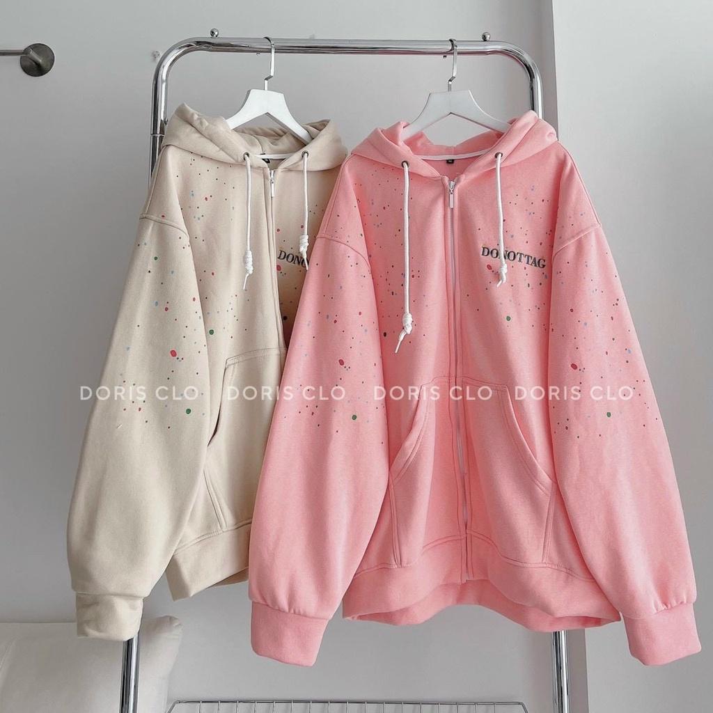 Áo Khoác Hoodie Unisex DONATAG Kiểu Zip Kéo Vải Nỉ PE Phối Nón Rộng Ulzzang Hàn Quốc Hot Trend Mới