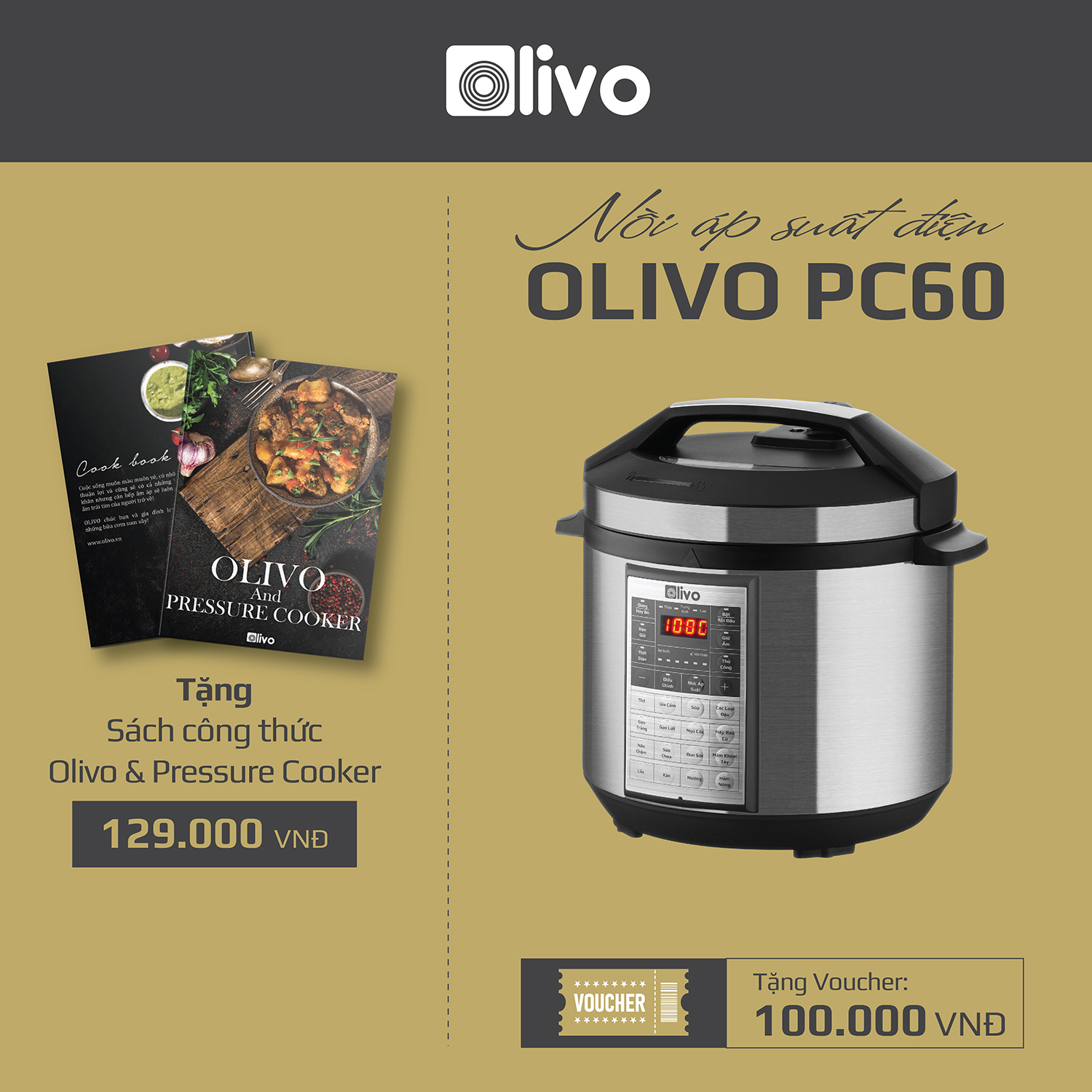 Nồi Áp Suất Điện Đa Năng OLIVO PC60 [Hàng Chính Hãng] - 16 Chức Năng - Dung Tích 6L - Công Suất 1000W - Thương Hiệu Mỹ