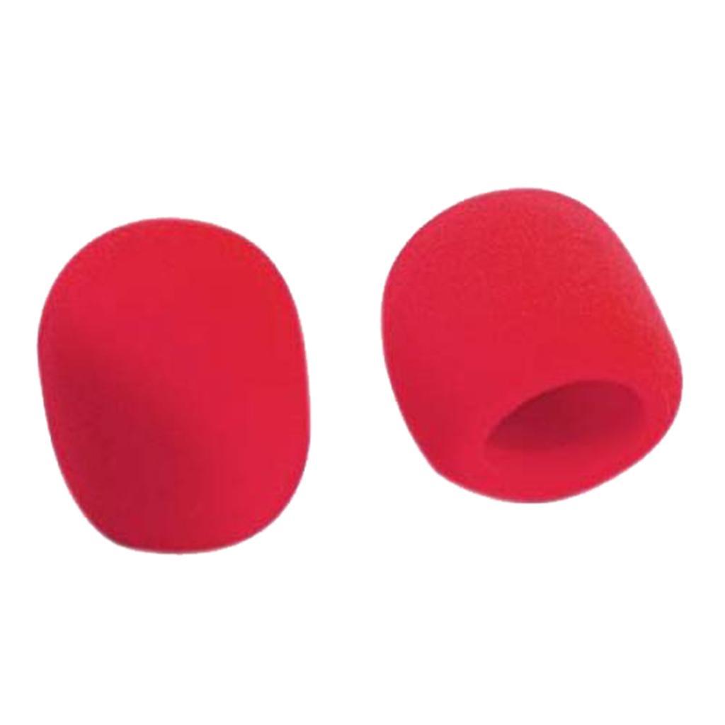 2pcs Handheld Microphone Windscreen Thick Foam Mic Cover Karaoke DJ, Red