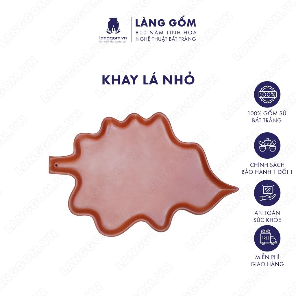 Khay lá nhỏ đất nung (Đỏ) - Gốm sứ Bát Tràng - langgom.vn