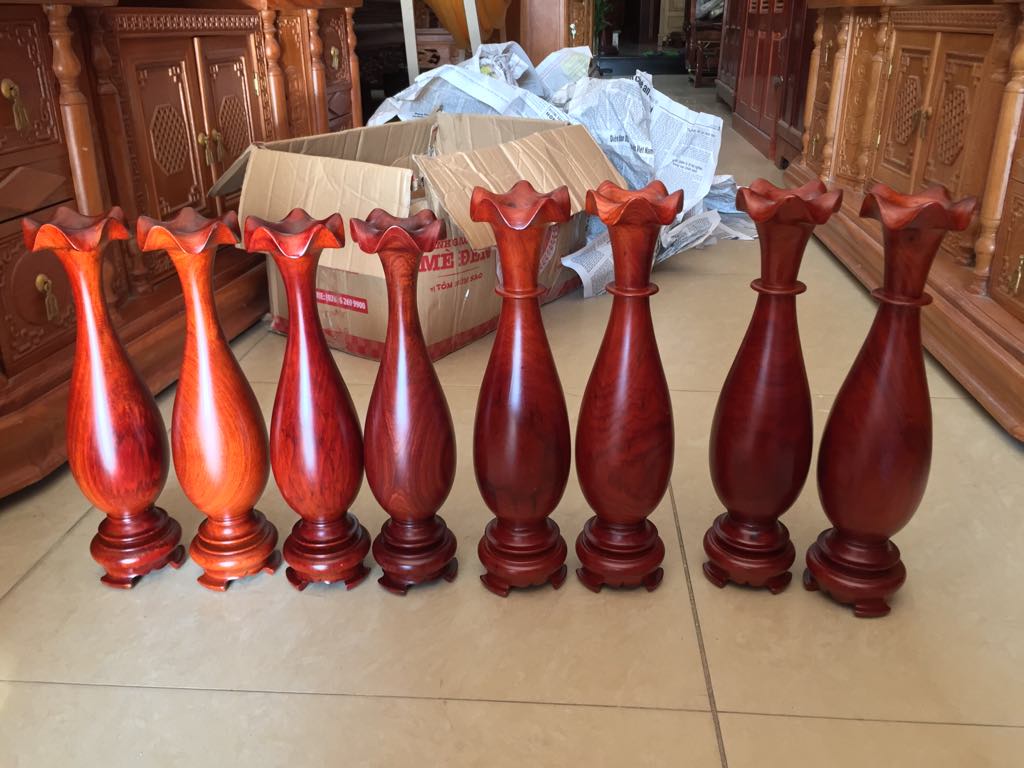 Cặp lục bình cao 35 và 40cm gỗ hương