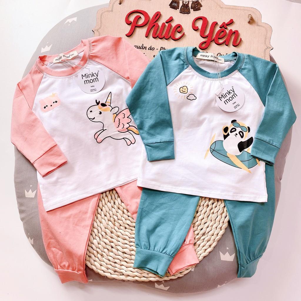 Bộ Dài Tay Cotton 100 % Minky Mom In Họa Tiết Động Vật Thú Lướt Ván_super Sale ( 7-19kg) (1327