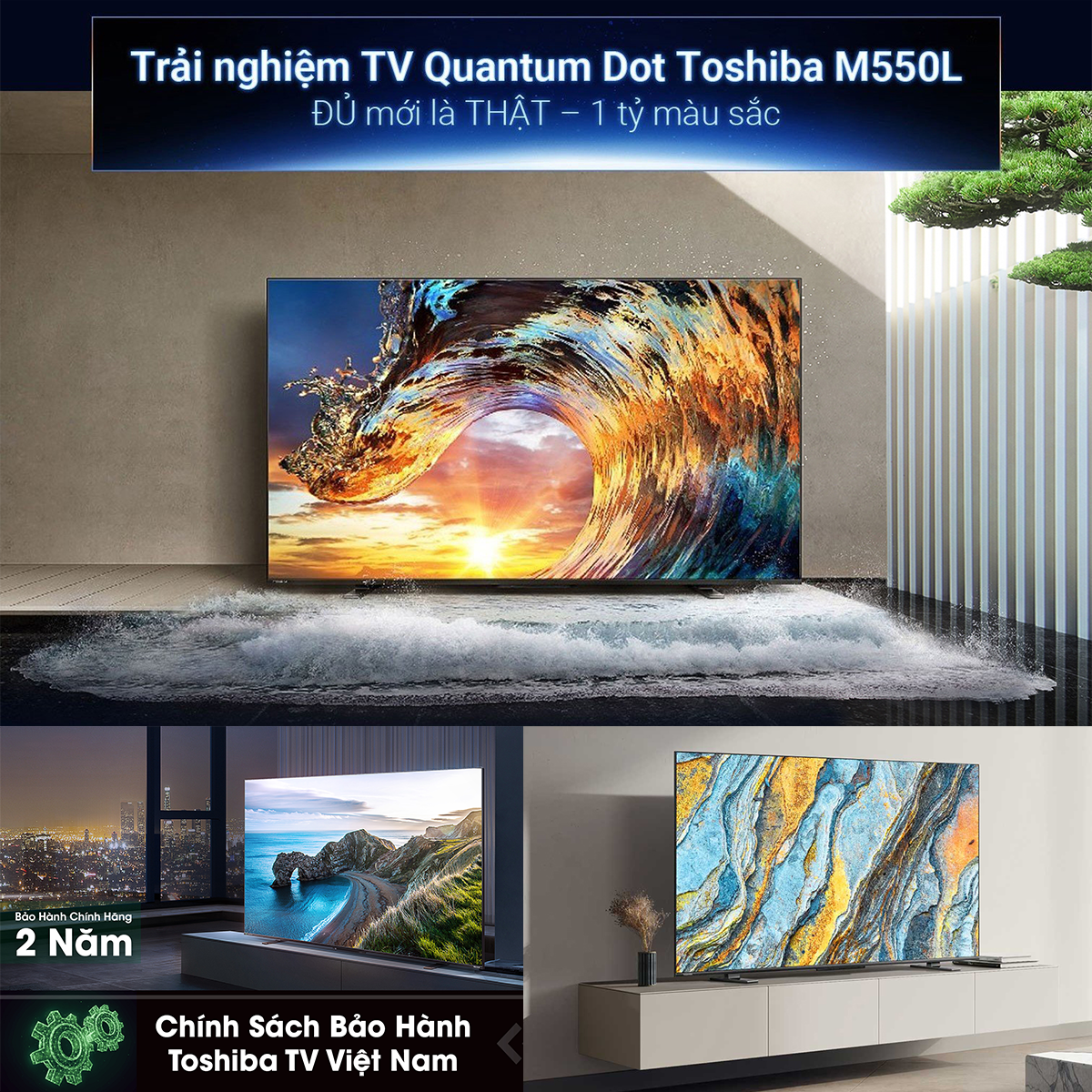 Google Tivi QLED TOSHIBA 50 inch 50M550LP, Smart TV Màn Hình Quantum Dot 4K UHD - Loa 49W - Hàng Chính Hãng