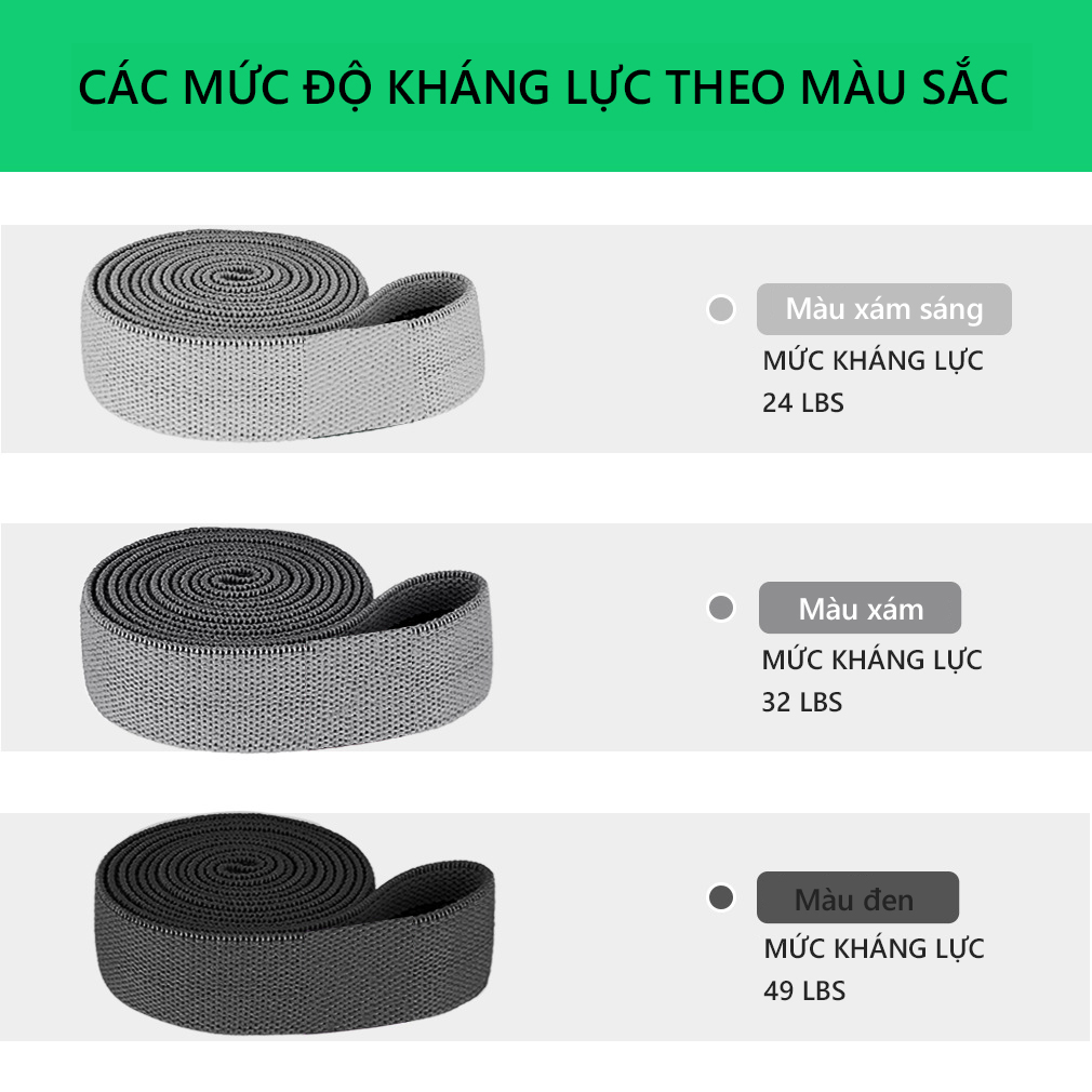 Bộ 3 Dây Kháng Lực Loại Dài 200x3 cm Chuyên Dụng Tập Gym Yoga , tập Mông Đùi , Bắp Chân Cleacco BORO SPORT