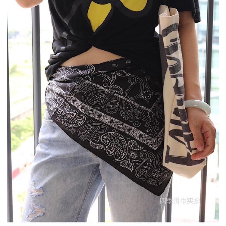 Khăn turban bandana lụa vuông cao cấp choàng cổ size 70x70cm thanh lịch đa năng dùng làm áo yếm in hoa văn trang trí
