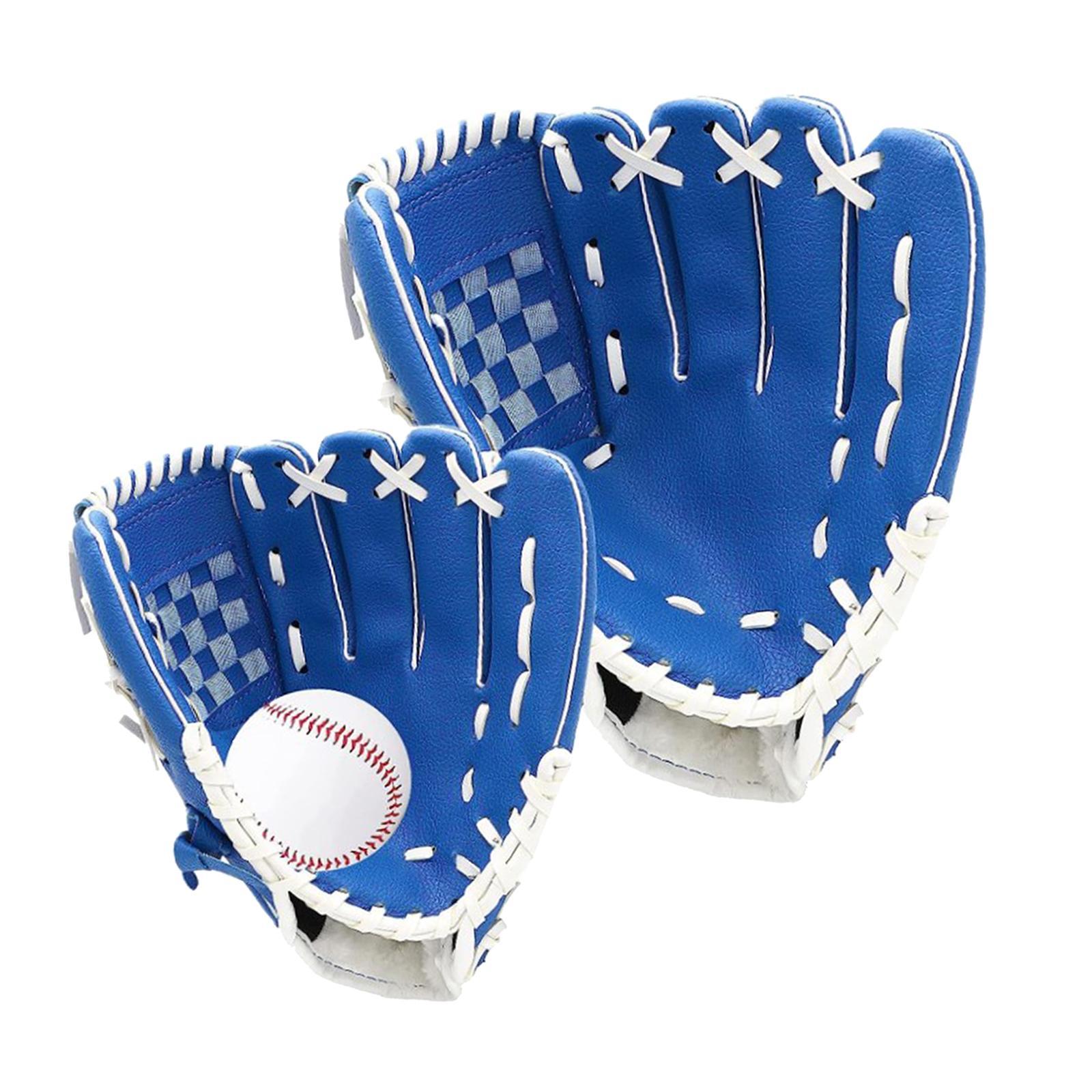 2Pcs Baseball Glove Softball Gloves Infield Outfield Gloves Baseball Fielding Glove Baseball Mitts with Ball for Team Game Beginner Backyard