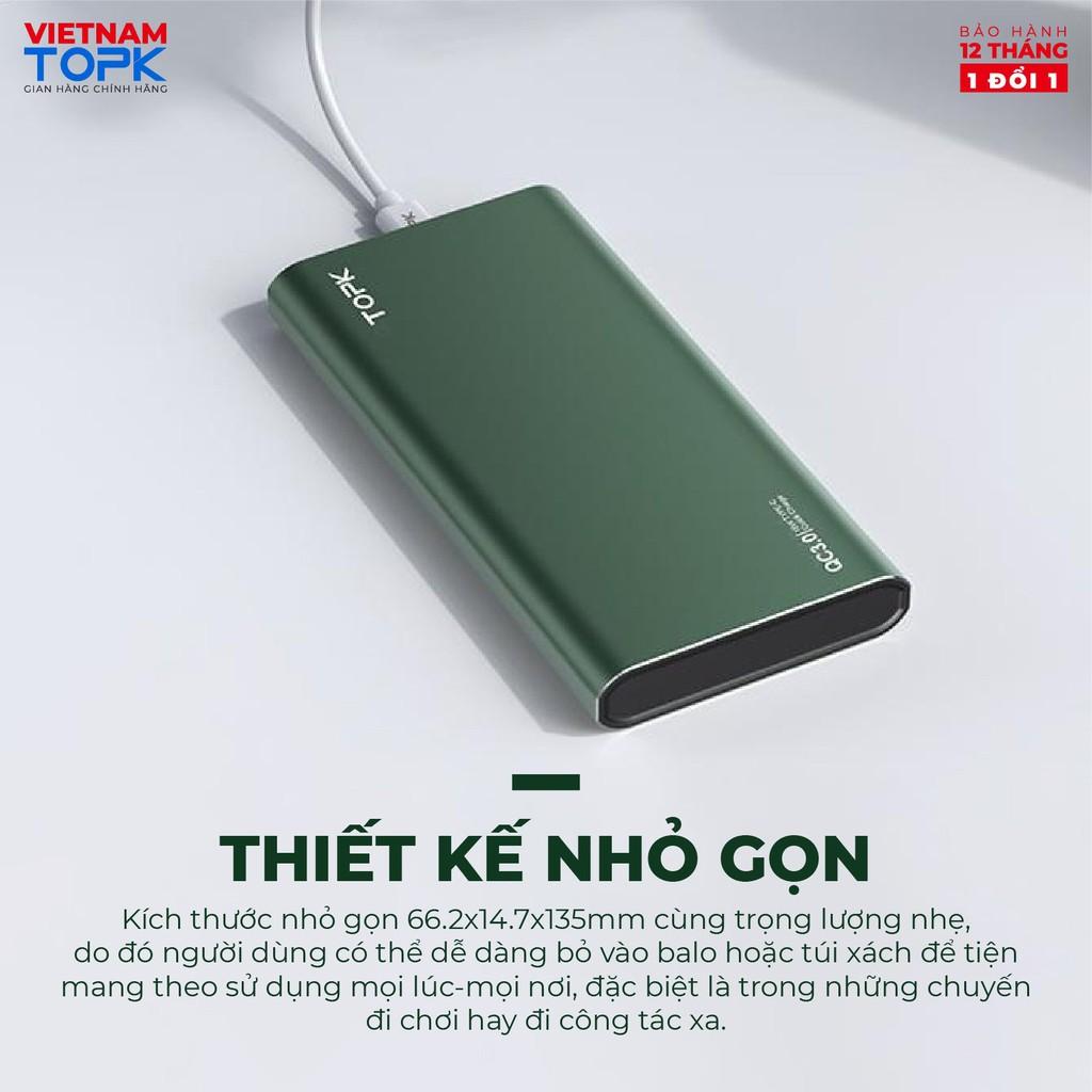 Sạc dự phòng 10000mAh TOPK I1006/ I1006P - Sạc 18W màn hình LED - Hàng chính hãng