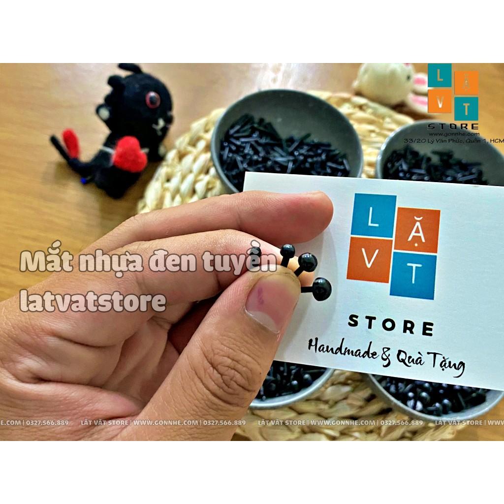 Mắt nhựa đen tuyền chân thẳng - Làm Handmade - Mắt Thú - Mắt búp bê