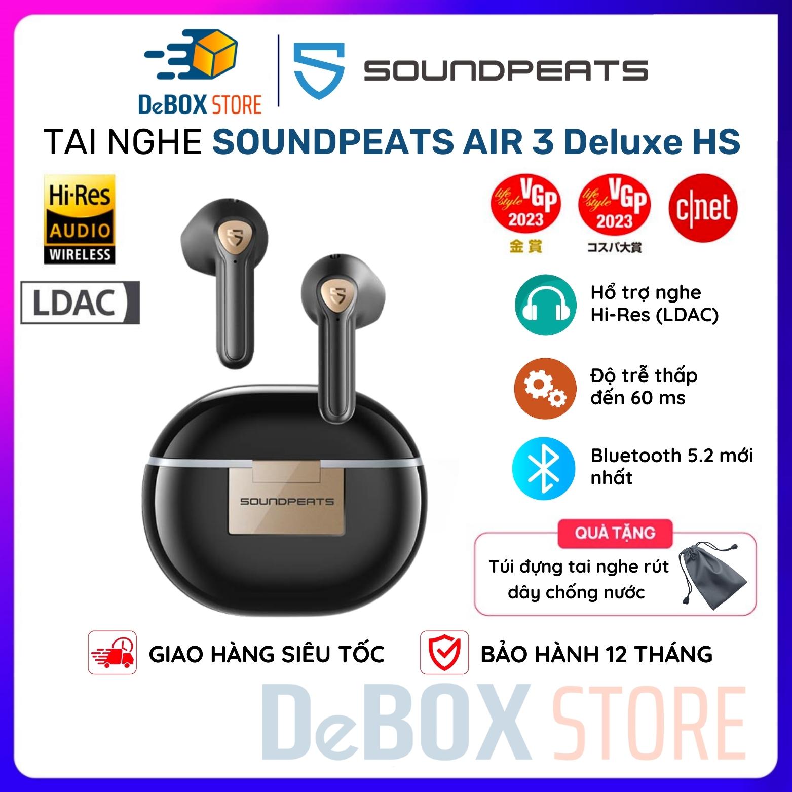 Tai nghe True Wireless SoundPEATS Air3 Deluxe HS Hires Audio LDAC Bluetooth 5.2 Độ Trễ 60ms - Hàng Chính Hãng