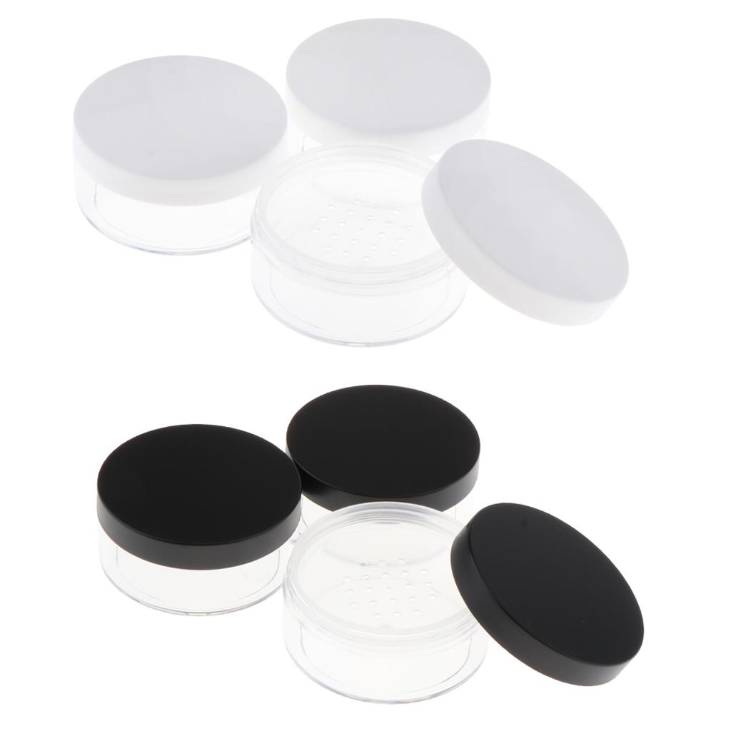 3x Loose Powder Container Powder Puff Case Powder Makeup Storage Jars White