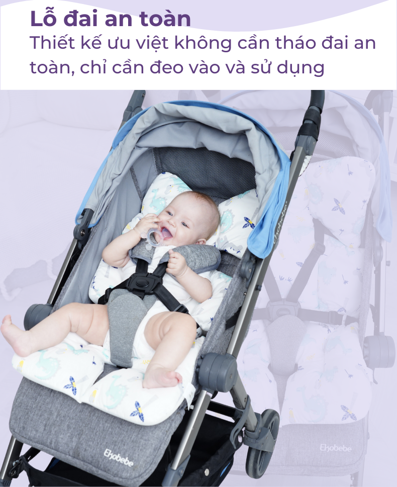 Miếng lót xe đẩy dày 6.5cm MiracleBaby  đệm Cotton dày dặn, phụ kiện xe đẩy êm ái cho bé