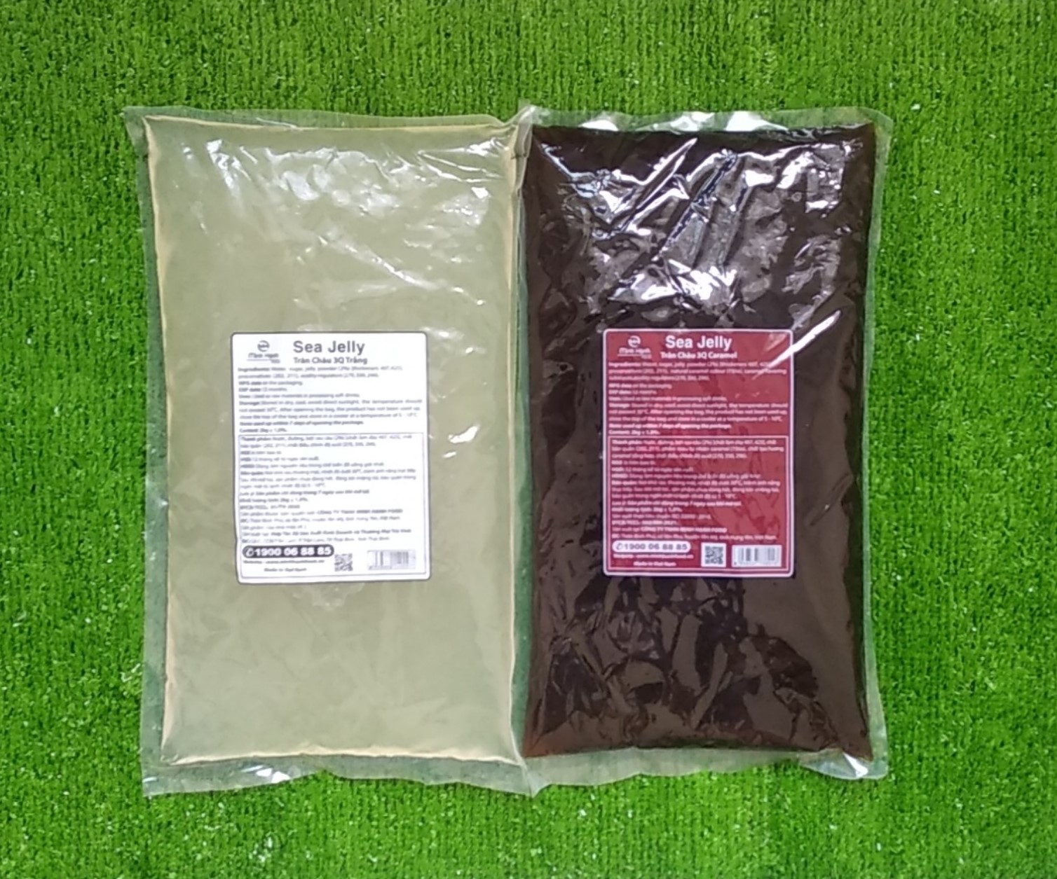 Combo 2 gói Trân Châu Đen và Trắng 3Q Sea Jelly 2 kg /Thạch 3Q Sea Jelly (ngon, dai giòn sần sật - dùng trực tiếp mà không cần nấu hay chế biến khác)