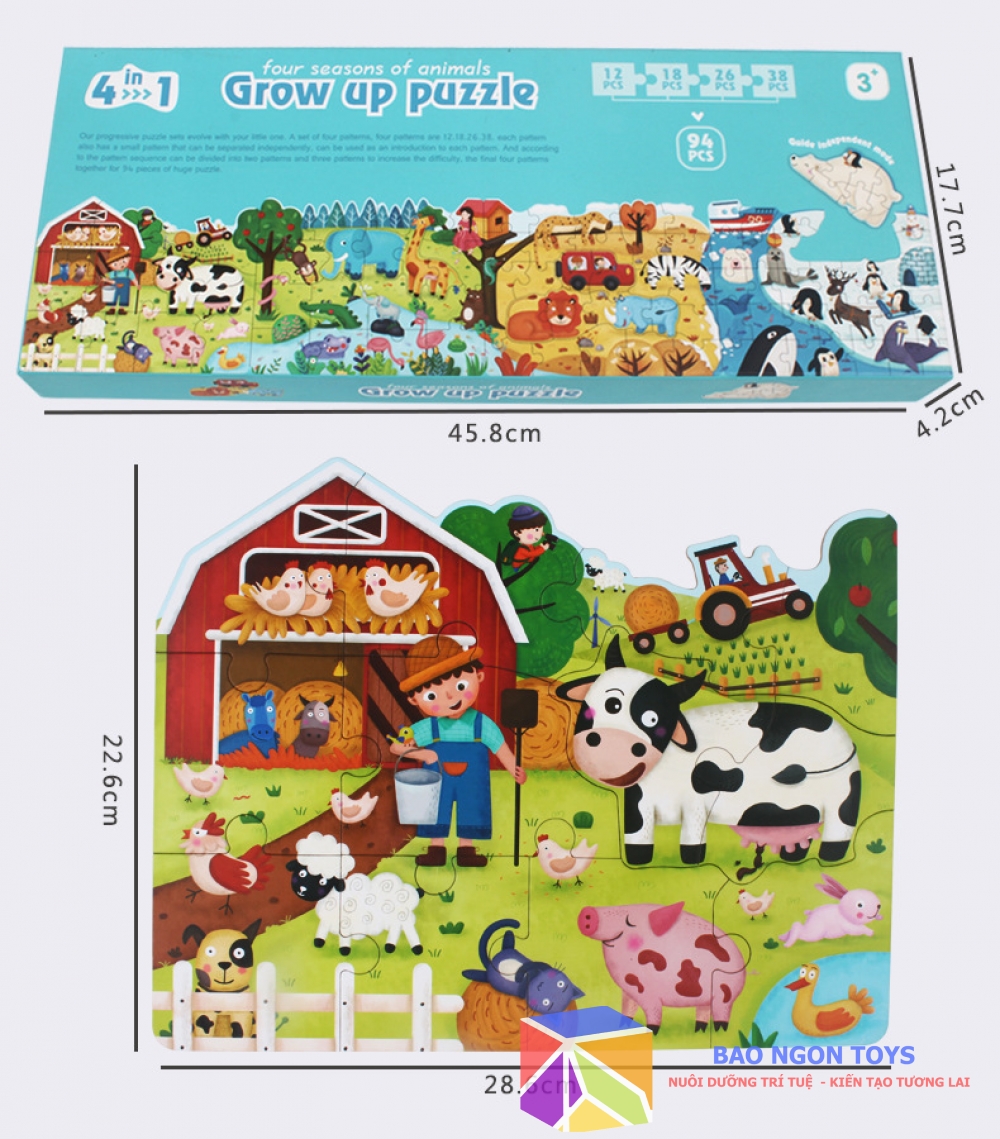 BỘ GHÉP HÌNH PUZZLE 5 IN 1 NHIỀU CHỦ ĐỀ CHO BÉ TỪ 3 ĐẾN 5 TUỔI GIÚP PHÁT TRIỂN TRÍ THÔNG MINH THỊ GIÁC - BAO NGON TOYS - DG110