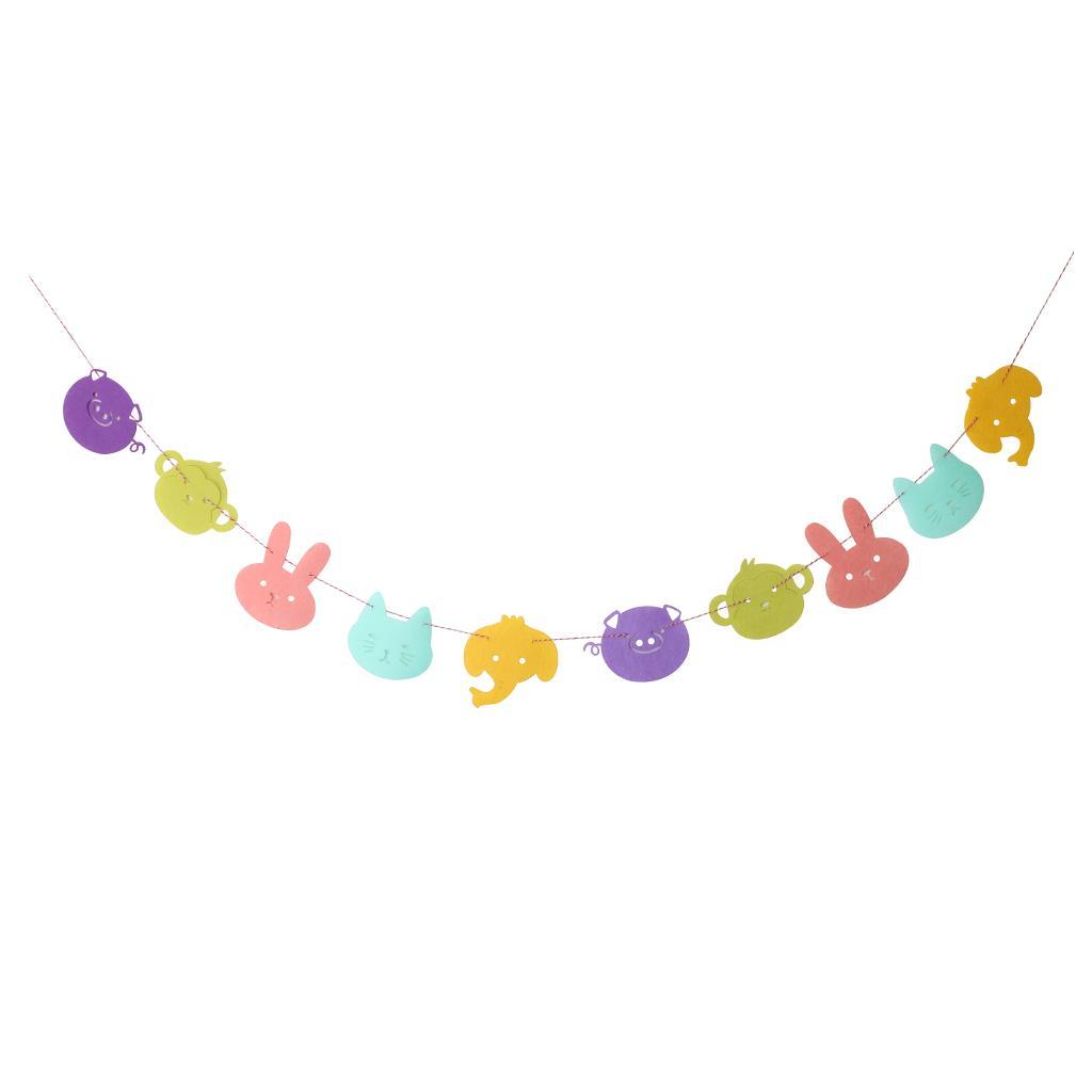 Cute Animal Bunting Banner Birthday Christening Party Hanging Decoration