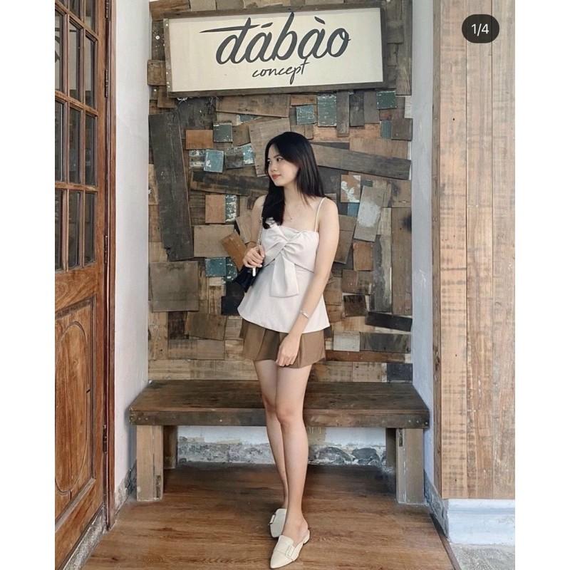 026 - SET ÁO 2 DÂY NƠ KÈM CHÂN VÁY NÂU