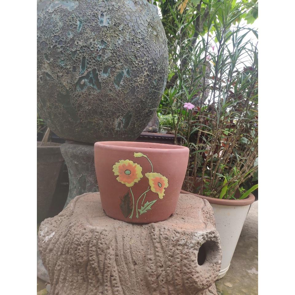 Set 3 chậu cây gốm Hoa hướng dương