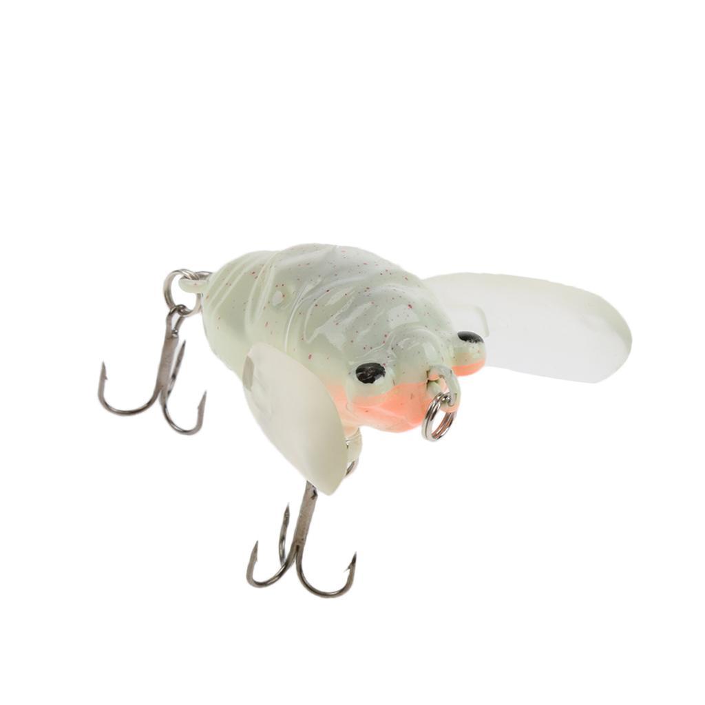 Soft Plastic Popper Fishing Baits Lures and Life-like Cicada Floating Lures