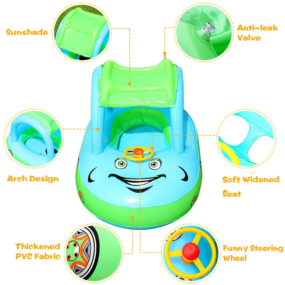 Phao bơm hơi có mái che hình ô tô cho bé