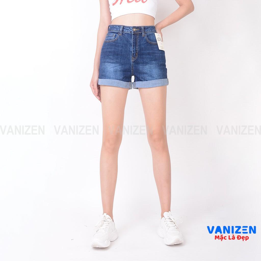 Quần short jean nữ ngắn đẹp lưng cao cạp cao gấu gấp trơn hàng cao cấp mã 4360 VANIZEN