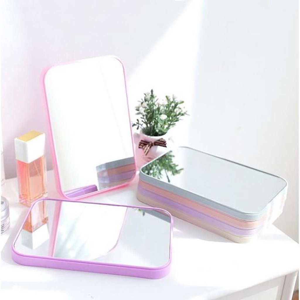 Gương để bàn trang điểm xinh xắn Hàn Quốc, thích hợp mang đi làm, du lịch, gọn gàng trong túi xách, balo