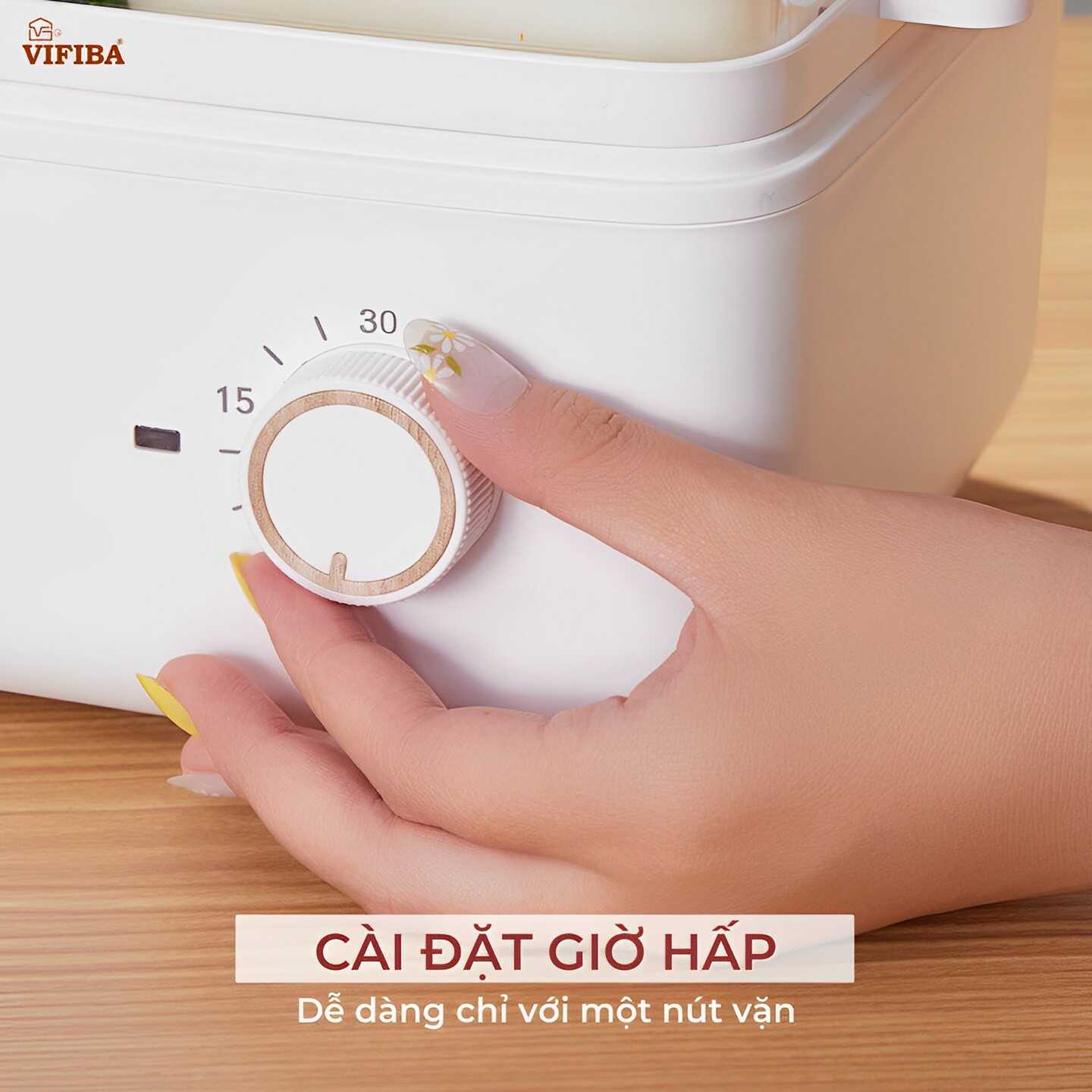 Nồi hấp điện 2 tầng VIFIBA, nồi hấp đa năng, nồi hấp 2 tầng công suất 800W, nồi hấp điện, hấp gà, hấp cá, hấp rau củ