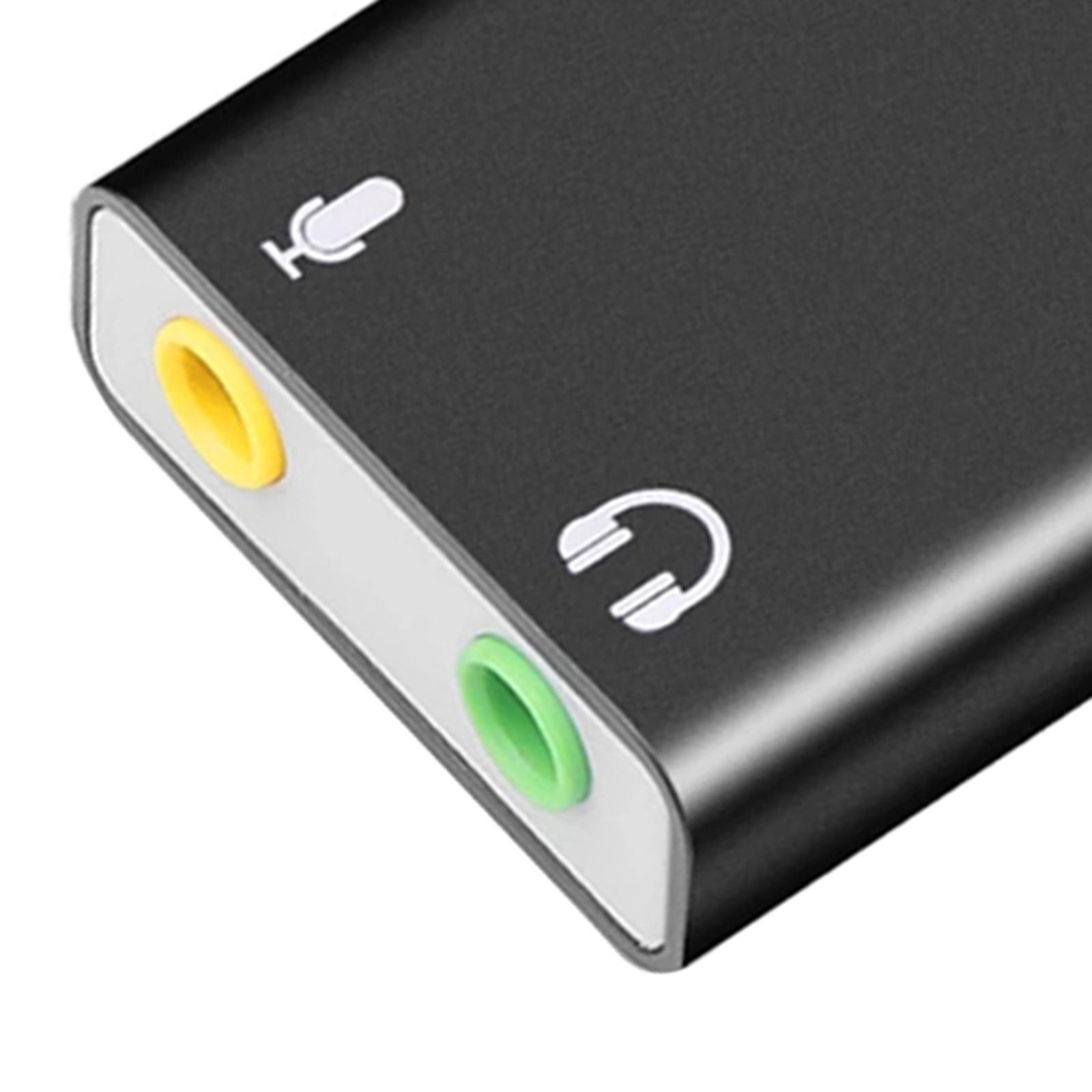 USB Audio Adapter with 3.5mm Speaker/Headphone & Microphone Jacks