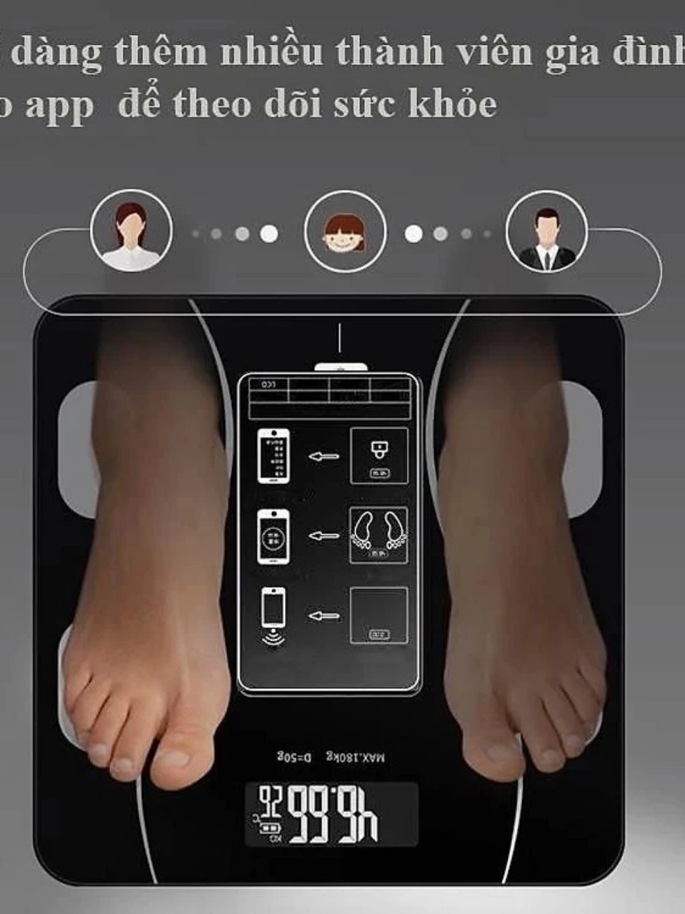 Cân Điện Tử Sạc USB Bluetooth: Phân Tích Lượng Mỡ Chỉ Số Cơ Thể và Hiển Thị Nhiệt Độ Phòng Qua APP Điện Thoại Bản Cao Cấp