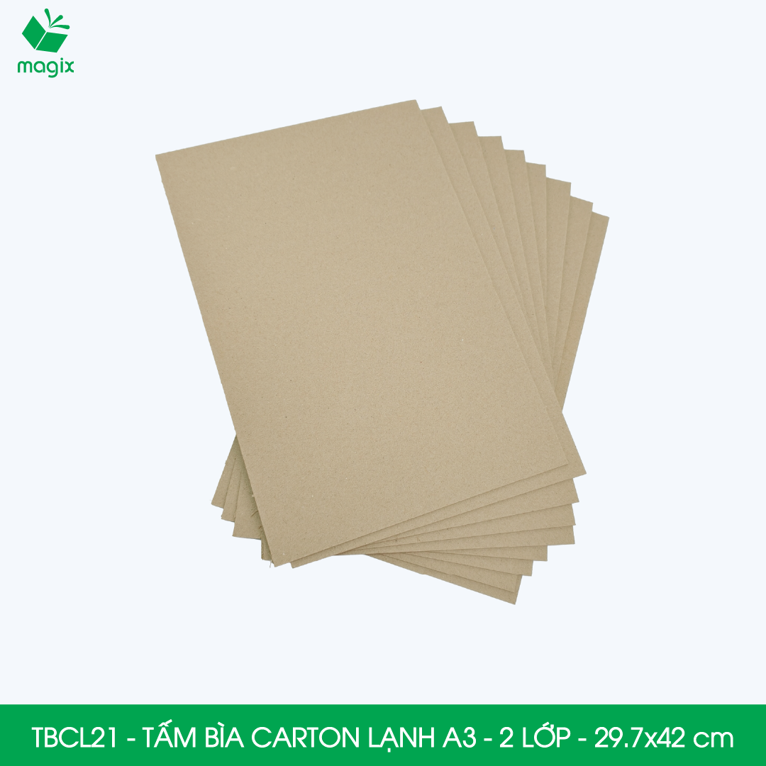 TBCL21 - A3 - Xấp 10 tấm bìa carton lạnh 2 lớp cho đóng gói, lót hộp, giữ form hàng, làm đồ handmade