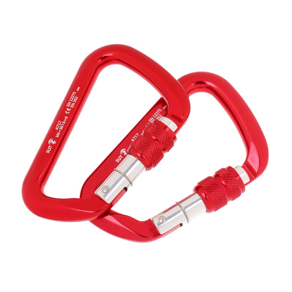 Aluminum D-Ring Carabiner Rock Climbing Screw Locking Karabiners 30KN Red