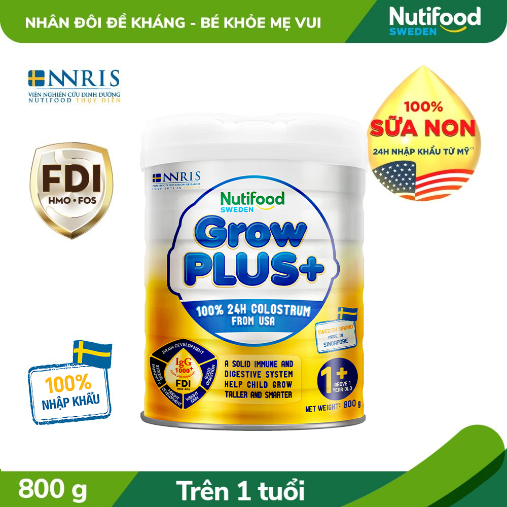 Sữa Bột Nutifood GrowPLUS+ Sữa Non Tăng Đề Kháng 800g - Trên 1 Tuổi (Lon 800g)