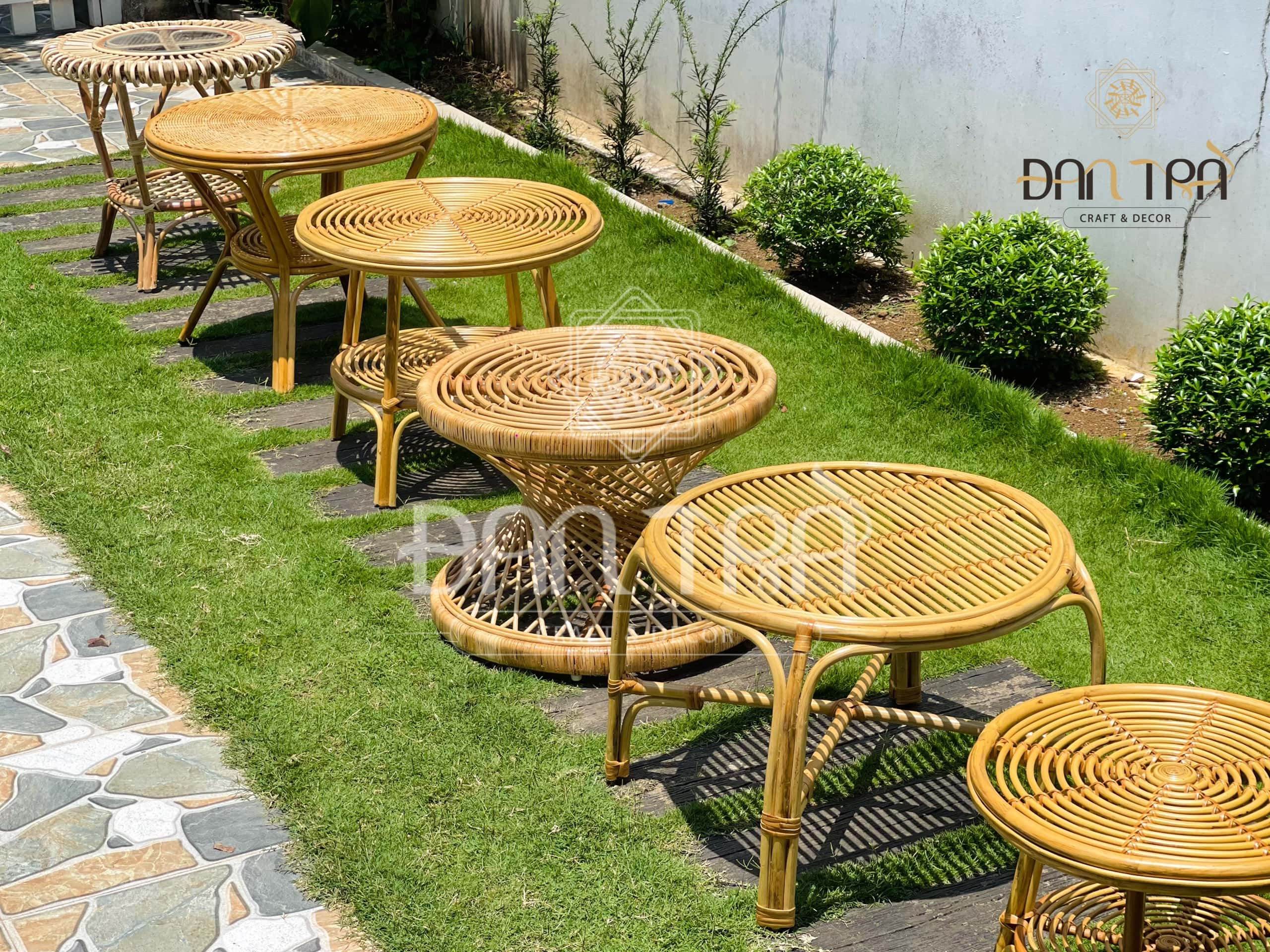 Bàn Mây Tròn Mặt Đan Mây Truyền Thống -Bàn Mây Decor Phòng, Quán Ăn, Quán Cafe- Nội Thất Mây Tre Đan