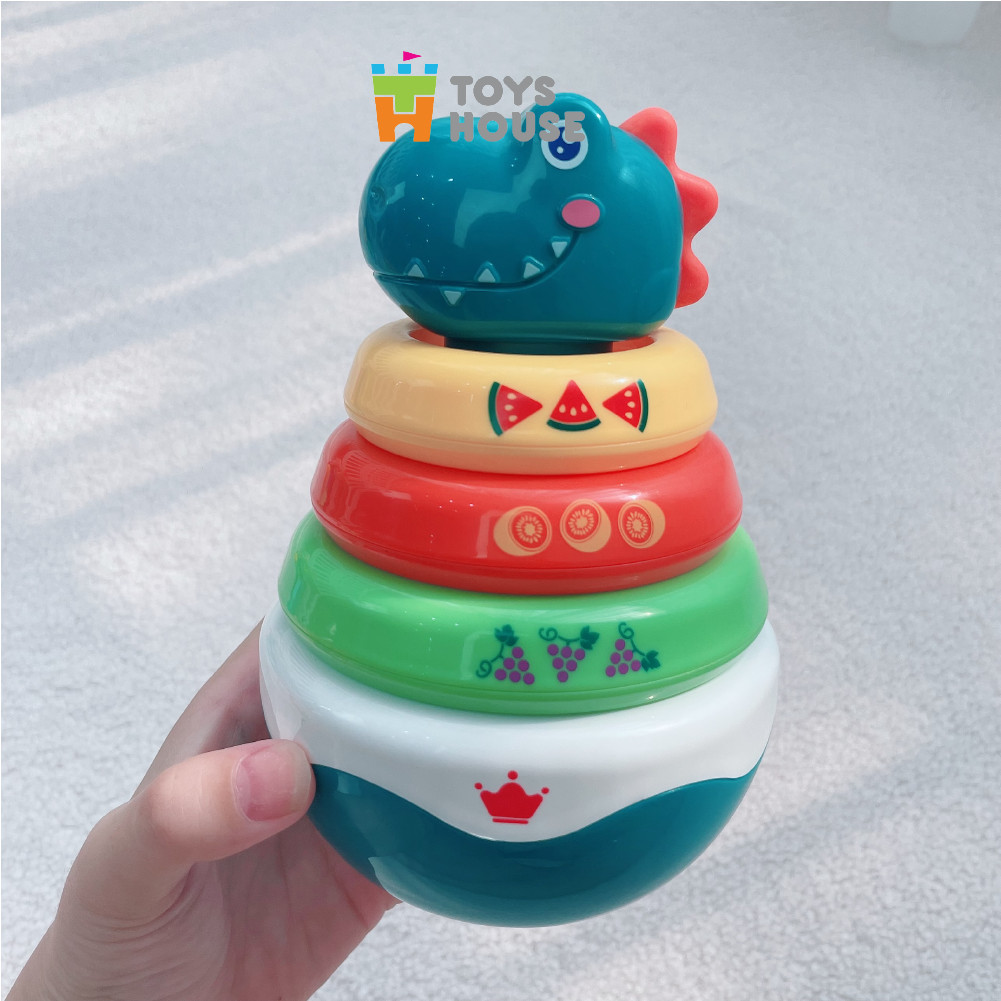 Đồ chơi lật đật, vòng xúc xắc xếp chồng nhiều màu sắc hình khủng long ToysHouse HE0298