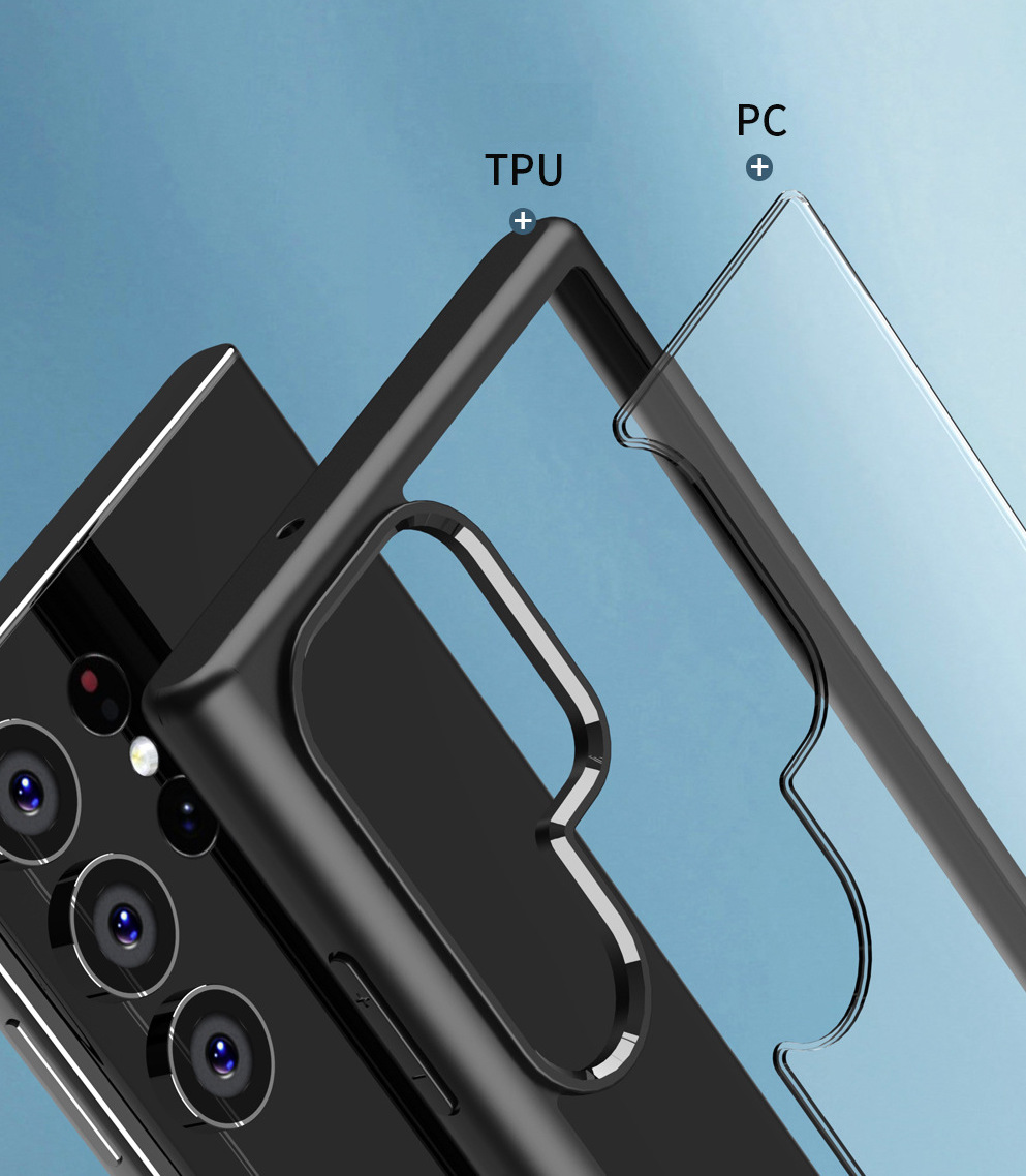 Ốp lưng dành cho Samsung Galaxy S23 Ultra trong suốt lưng cứng viền màu bảo vệ toàn diện