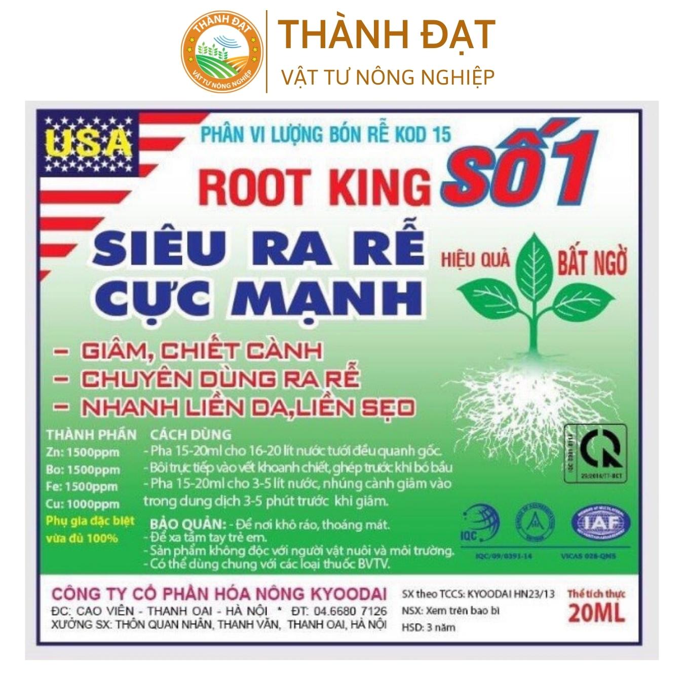 [Quà Tặng] Kích thích ra rễ cực mạnh ROOTKING lọ 20ml, dùng giâm chiết cành, kích rễ, hàng công ty