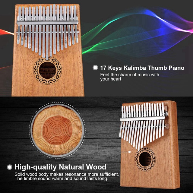 Đàn kalimba 17 phím chính hãng âm thanh tựa đàn piano đàn hạc không tịt nốt sử dụng bằng ngón tay cái tặng Hướng dẫn sử dụng TONIC KALIMBA -M21