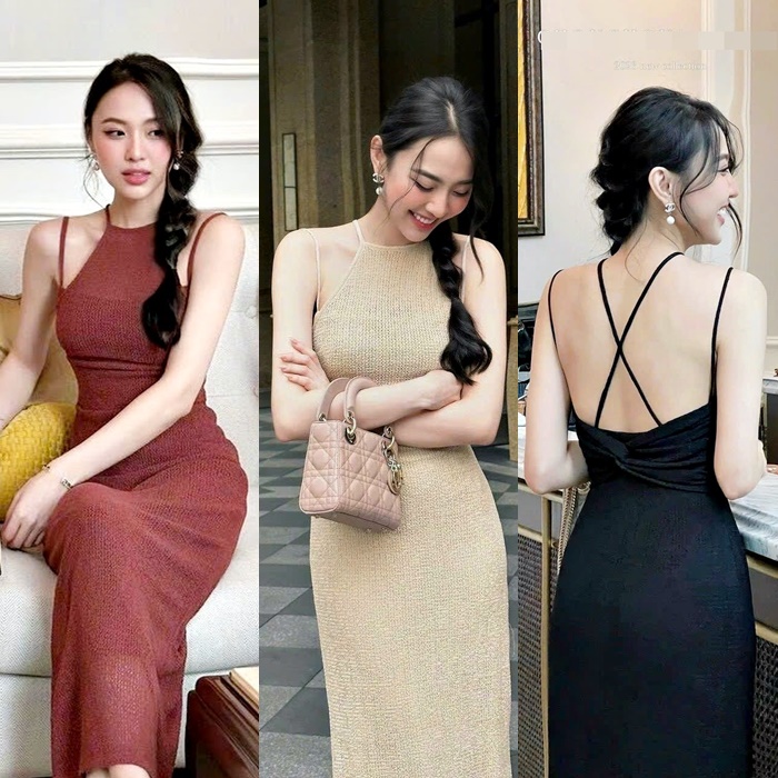 ĐẦM 2 DÂY YẾM MIDI THUN ÔM BODY XẺ SAU SUÔNG TRƠN MAXI ĐI TIỆC DẠO PHỐ ĐI CHƠI NOEL GIÁNG SINH