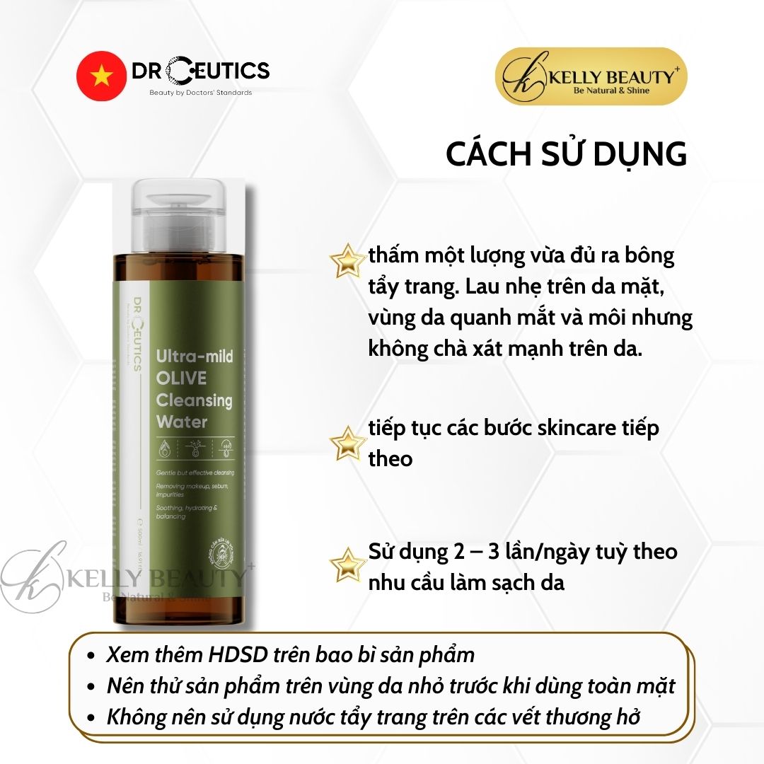 Nước Tẩy Trang DrCeutics Ultra-Mild Olive Cleansing Water - Kelly Beauty