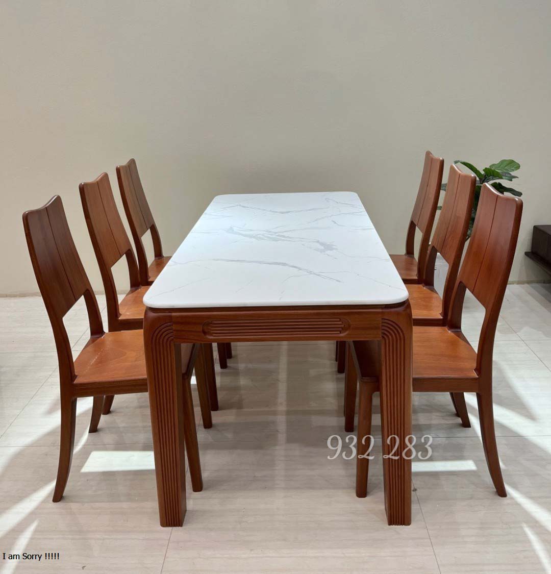 Bộ bàn ăn 6 ghế gỗ sồi mầu óc chó A 7.5